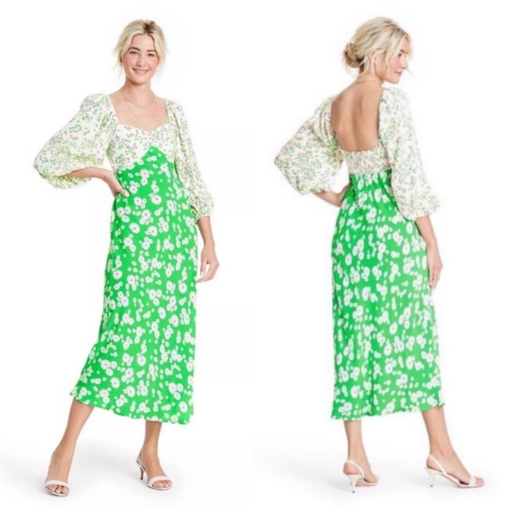 RIXO x Target Green Floral midi dress